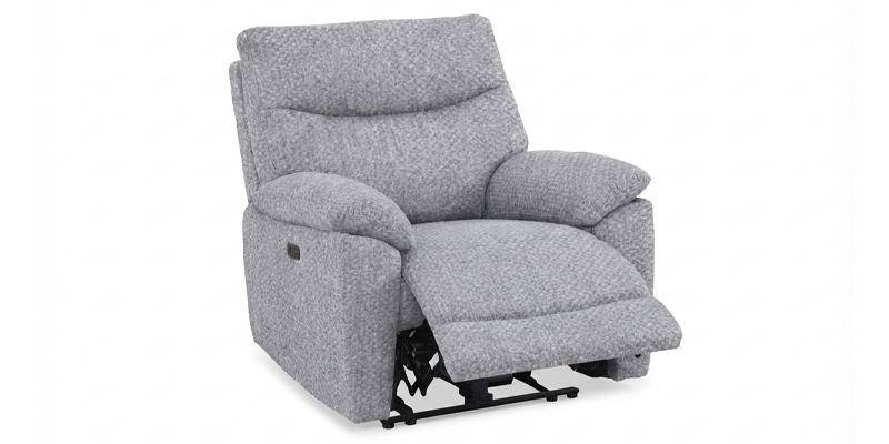 Poltrona con seduta relax elettrica, in tessuto antimacchia.