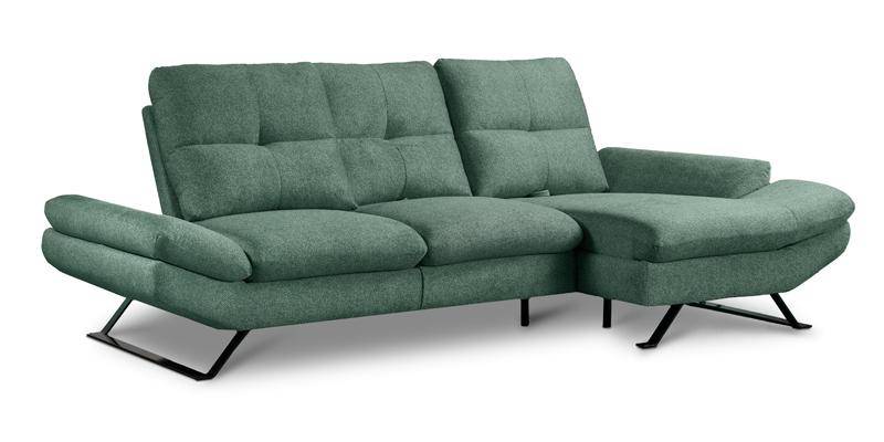 Divano con terminale intermedio, 3 schienali basculanti e chaise longue media, in tessuto Penelope.