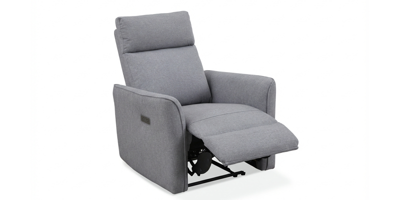 Poltrona con seduta relax elettrica, in tessuto antimacchia.