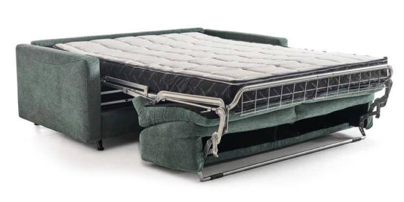 Divano 3 posti con letto e un poggiatesta (materasso 140x190 h20 cm), in tessuto tecnico antimacchia Pedro.