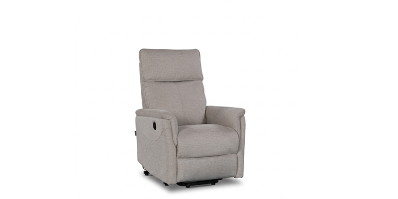Poltrona con seduta relax elettrica e alzata assistita lift, in tessuto antimacchia.