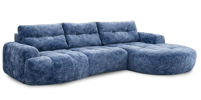 Divano con 3 schienali basculanti e chaise longue maxi, in tessuto tecnico antimacchia Vibe.