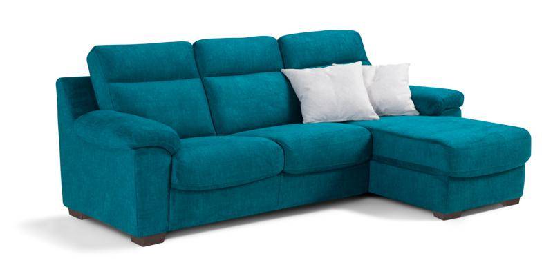 Divano con chaise longue contenitore, in tessuto antimacchia. Divano con chaise longue contenitore, in tessuto antimacchia.