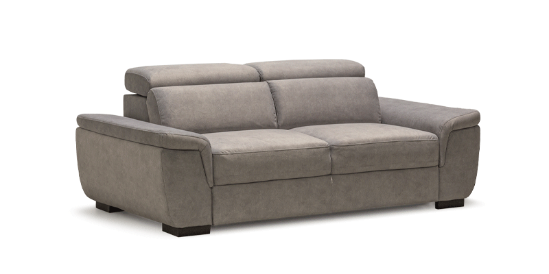 Divano 3 posti con carrello estraibile, in tessuto antimacchia.