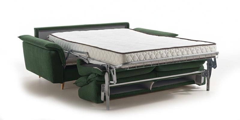 Divano 3 posti con letto (materasso con aloe 140x190x16 cm), in tessuto antimacchia.