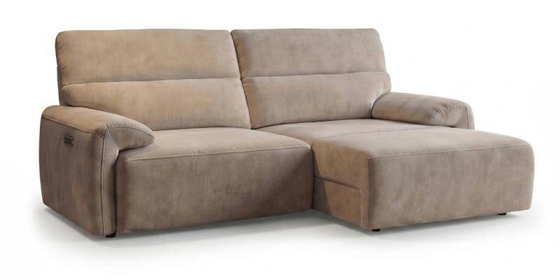 Divano 3 posti con 2 slitte elettriche, in tessuto antimacchia.