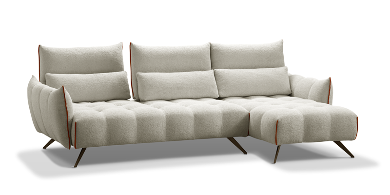 Divano con schienali basculanti e chaise longue short