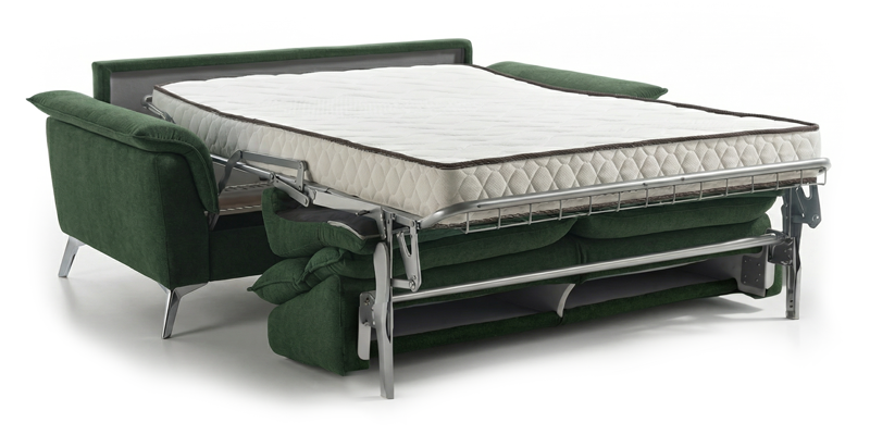 Divano 3 posti con letto (materasso con aloe 140x190x16 cm), in tessuto antimacchia.