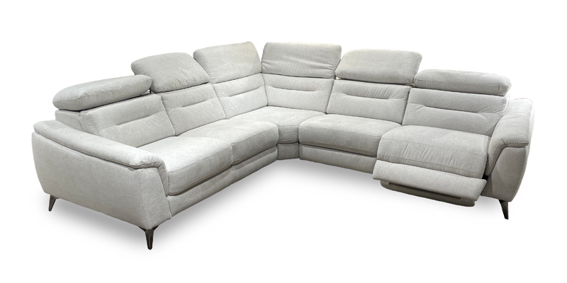 Angolare con seduta relax elettrica, in tessuto antimacchia.