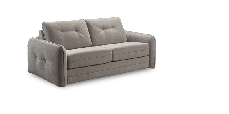 Divano 3 posti con letto (materasso con aloe 140x190x16 cm), in tessuto antimacchia.