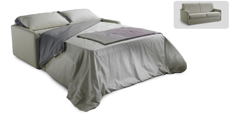 Divano 3 posti con letto (materasso 140x190x12 cm) , in microfibra.