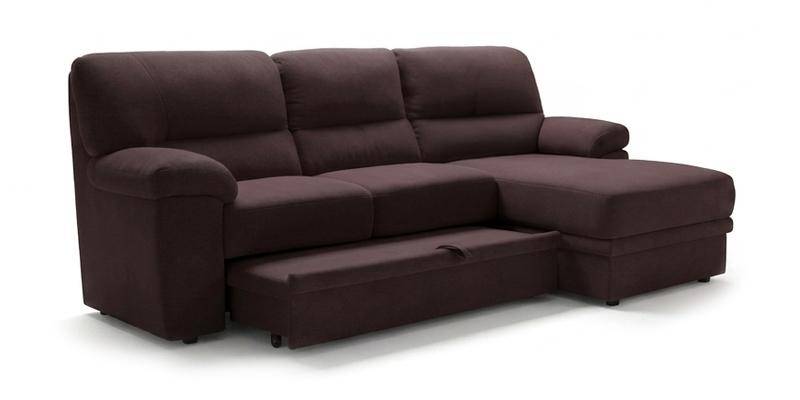 Angolare 3 posti con carrello estraibile e chaise longue small, in microfibra antimacchia.